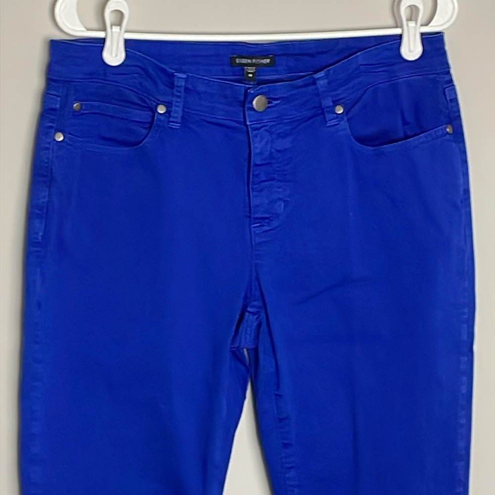 Eileen Fisher Royal Blue Skinny Jeans- 5-Pocket- button-zip fly- size 10